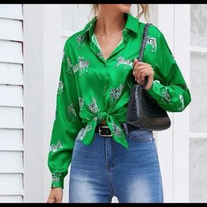 Zebra Print Button Down